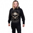 Sweat capuche homme effet craquelé à tête de mort et pentacle