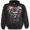 Sweat capuche homme gothique roses et cranes dchirs