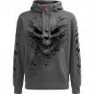 Sweat capuche homme gris à nuée de chauve-souris formant un crane