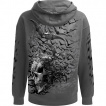 Sweat capuche homme gris  nue de chauve-souris formant un crane