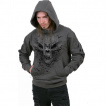 Sweat capuche homme gris  nue de chauve-souris formant un crane