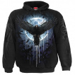 Sweat capuche homme à volée de corbeaux et pleine lune bleue