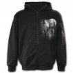 Sweat capuche homme ZIP  loup hurlant dans les arbres et pleine lune