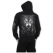 Sweat capuche homme ZIP  loup hurlant dans les arbres et pleine lune