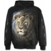 Sweat-shirt à capuche homme noir à zip avec Lion fier en armure