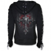 Sweat-shirt femme  lacets avec manoir et croix gothique  crane vampire