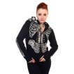 Sweat-shirt femme Banned noir à squelettes et crane de sucre
