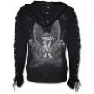 Sweat-shirt gothique femme  lacets avec ange sur pentagramme