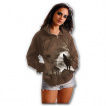 Sweat-shirt gothique femme avec loup dans une fort enneige