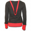 Sweat-shirt gothique femme noir  capuche aux contours rouges