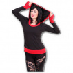 Sweat-shirt gothique femme noir  capuche aux contours rouges