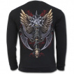Sweat-shirt gothique homme à crane ailé traversé par une masse d'arme (sans capuche)