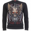 Sweat-shirt gothique homme à crane ailé traversé par une masse d'arme (sans capuche)