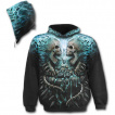 Sweat-shirt gothique homme à cranes en face à face et flammes bleues