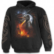 Sweat-shirt gothique homme avec dragon crachant de la lave sur une glise