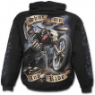 Sweat-shirt gothique homme avec La Mort sur sa moto et crane ail