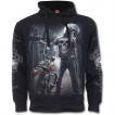 Sweat-shirt homme avec biker squelette et moto démoniaque