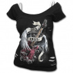 T-shirt dbardeur (2en1) femme gothique  avec guitare 