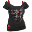 T-shirt dbardeur (2en1) femme gothique avec tte de mort sur drapeau Union Jack