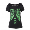 T-shirt Femme gothique Jawbreaker  cage thoracique vert fluo style papillon