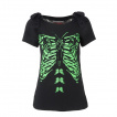 T-shirt Femme gothique Jawbreaker à cage thoracique vert fluo style papillon