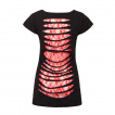 T-shirt Femme gothique Jawbreaker  squelette et papillons avec dentelle rouge