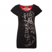 T-shirt Femme gothique Jawbreaker  squelette et papillons avec dentelle rouge