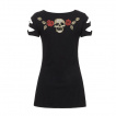 T-shirt Femme gothique Jawbreaker à tête de mort, roses et révolvers