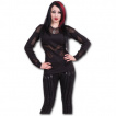 T-shirt femme gothique noir  manches longues avec mailles filet