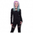 T-shirt femme gothique noir ajour de losanges de dentelle  manches longues