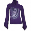 T-shirt femme gothique violet  manches amples avec vierge Marie