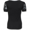 T-shirt femme noir gothique à dentelle de fleurs