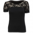 T-shirt femme noir gothique à dentelle de fleurs