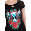 T-shirt femme vintage Banned  imprim sablier, fleurs et oiseaux
