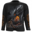 T-shirt gothique homme  manches longues avec guerrier  halbarde combattant un dragon