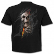 T-shirt gothique noir pour enfant  effet squelette sortant du vetement en flamme