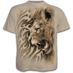 T-shirt homme beige avec lion rugissant et motif tribal