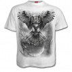 T-shirt homme blanc  hibou en chasse et pleine lune