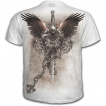 T-shirt homme blanc avec aigle, fleur de lys et crane