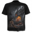 T-shirt homme gothique avec guerrier  halbarde combattant un dragon