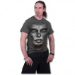 T-shirt homme gothique gris avec masque Catrina Calavera et crane avec rose
