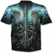 T-shirt homme noir à cranes en face à face et flammes bleues