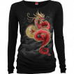 Top femme ample manches longues à dragon asiatique tenant la lune