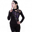 Top femme épaule pentacle avec Serpent Cobra sur roses violettes