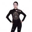 Top femme épaule pentagramme à hibou sur crane
