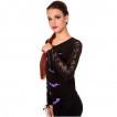 Top femme gothique à manches lacées et chauves-souris mauves