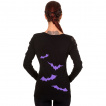 Top femme gothique à manches lacées et chauves-souris mauves