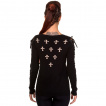 Top femme gothique à manches lacées et crane de sucre uni