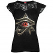 Top femme gothique  dentelle avec Oeil d'Horus manches courtes
