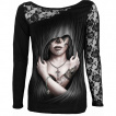 Top femme gothique manche dentelle